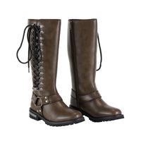 Women Long Biker Boots Brown