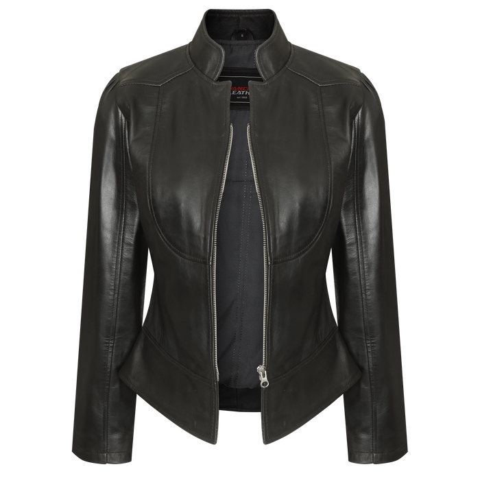 Ladies Premium Soft Lightweight Black Fitted Leather Jacket