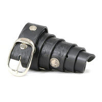 Men's Cross Hatch & 5 Cent Buffalo-Black Genuine Leather Belt w/ Interchangeable Buckle-1.5 In Wide