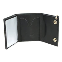 Men's 4” Leather “Flamed” Tri-Fold Biker Wallet w/ Anti-Theft Stainless Steel Chain