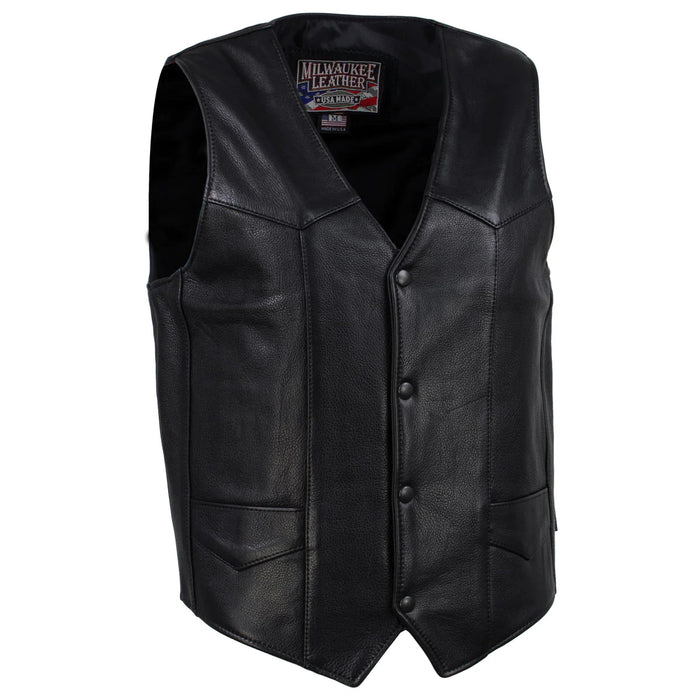 Men's Black 'Classic Western' Premium Motorcycle Leather Vest