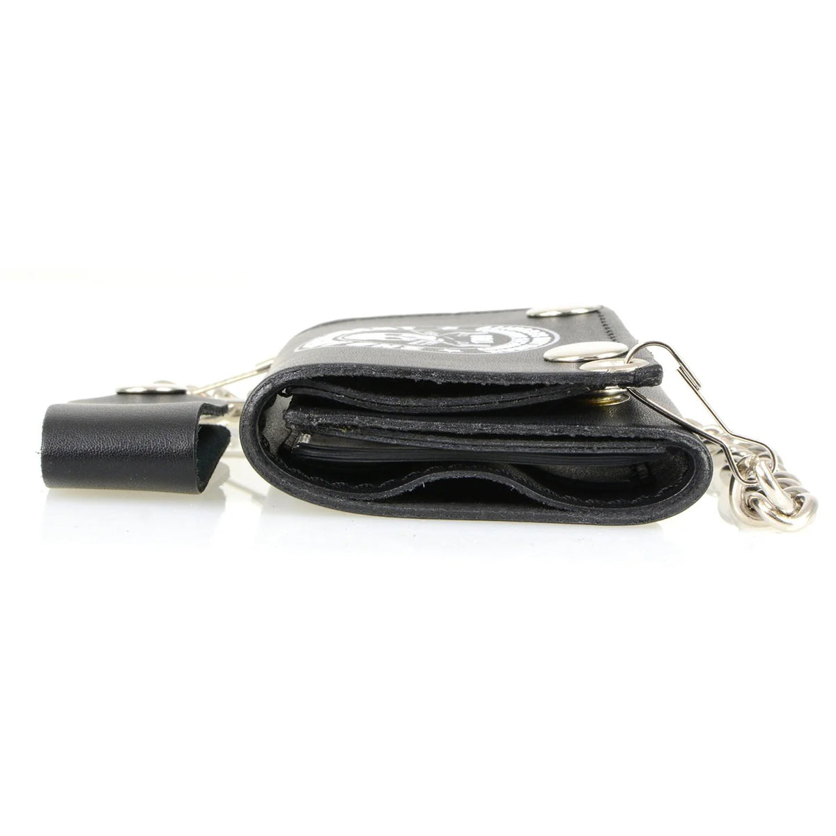Men's 4” Leather “2nd Amendment” Tri-Fold Wallet w/ Anti-Theft Stainless Steel Chain