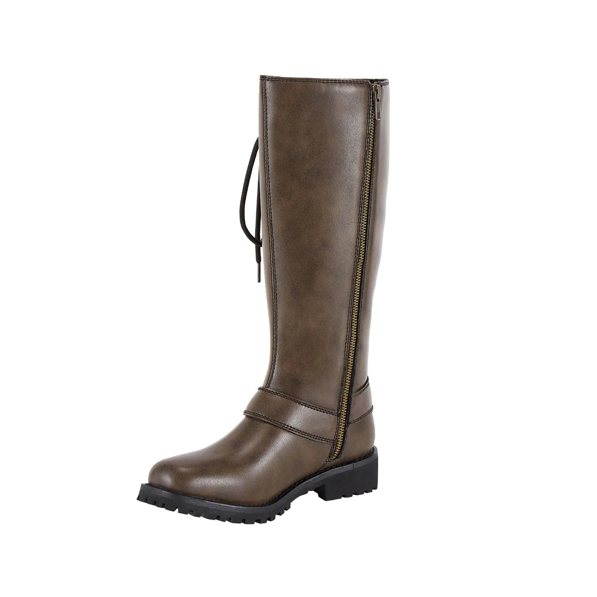 Women Long Biker Boots Brown