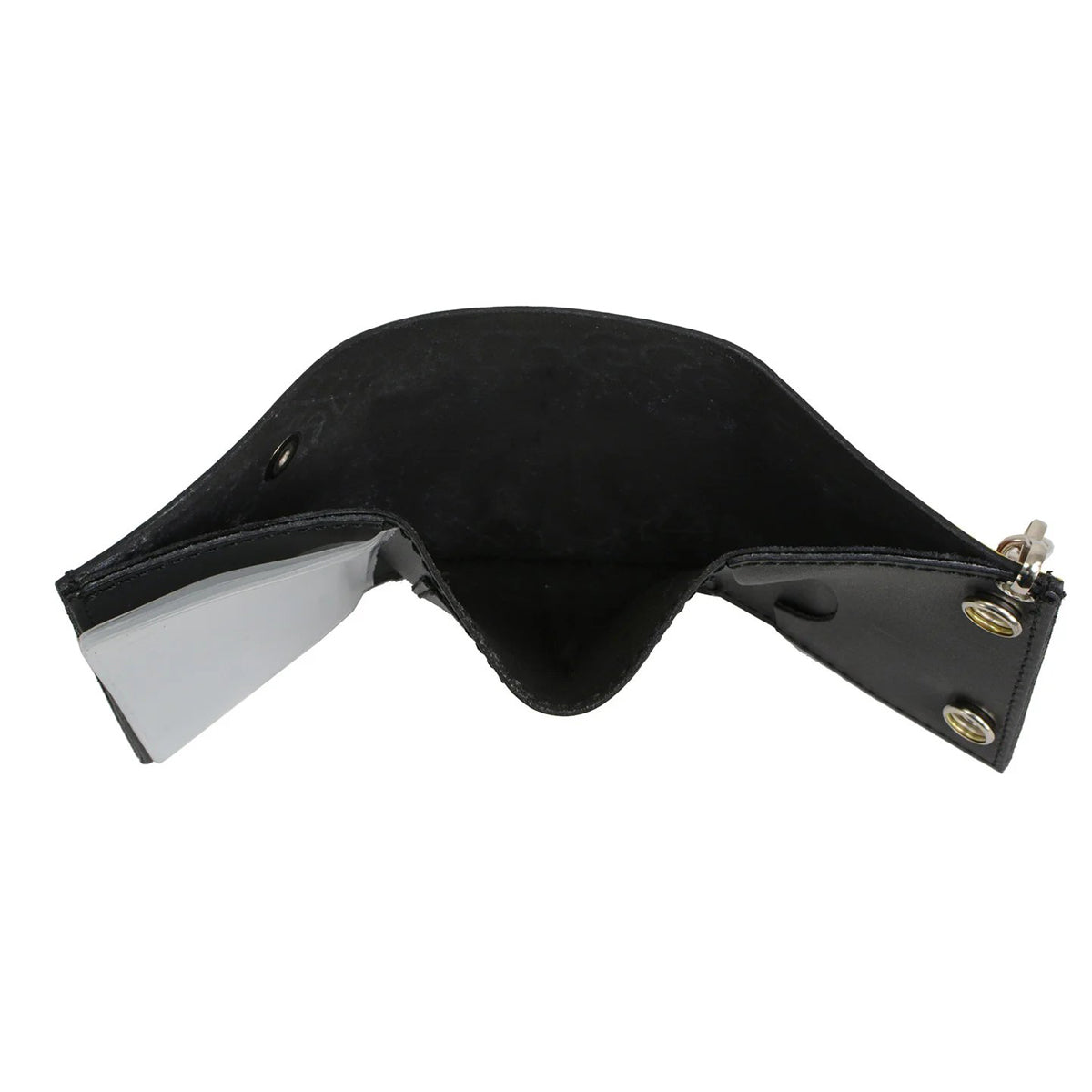 Men's 4” Leather “Flamed” Tri-Fold Biker Wallet w/ Anti-Theft Stainless Steel Chain