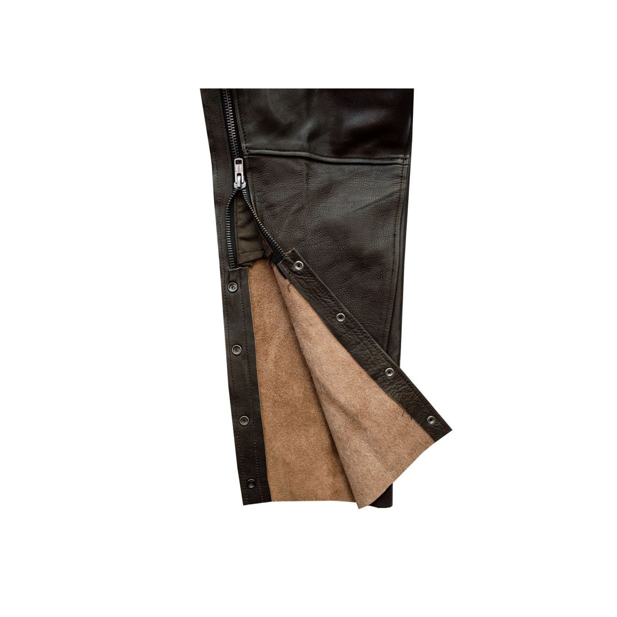 Mens Brown Leather Motorcycle Chaps Premium Cowhide Leather