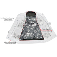 Men's Black Premium Leather Motorcycle Biker Rider Vest w/ White Stitching and Paisley Liner