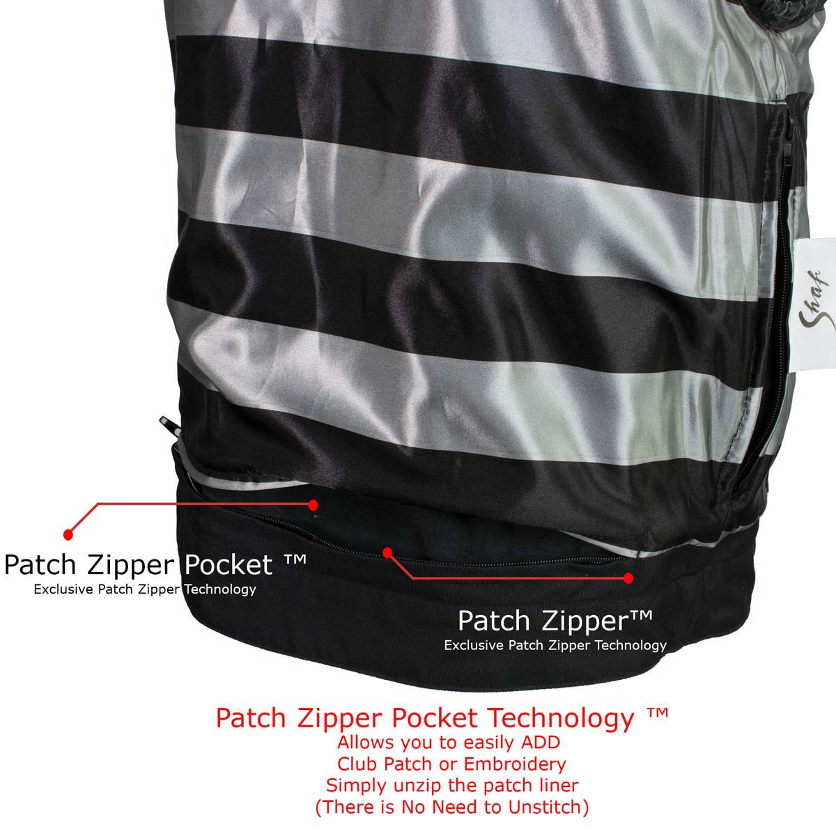 Men's Classic Black Leather Motorcycle Rider Vest Stars and Stripes Design w/ USA Flag Liner