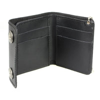 Men's 4” Leather Biker Tr-Fold Wallet w/Buffalo Nickel Snaps Wallet w/ Anti-Theft Stainless Steel Chain