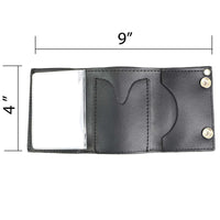 Men's 4” Leather “Triple Skull” Tri-Fold Wallet w/ Anti-Theft Stainless Steel Chain