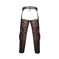 Mens Brown Leather Motorcycle Chaps Premium Cowhide Leather