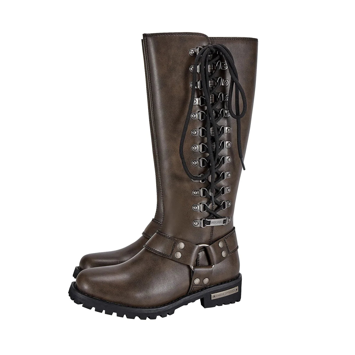 Women Long Biker Boots Brown