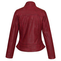 Ladies Premium Soft Lightweight Burgundy Fitted Leather Jacket