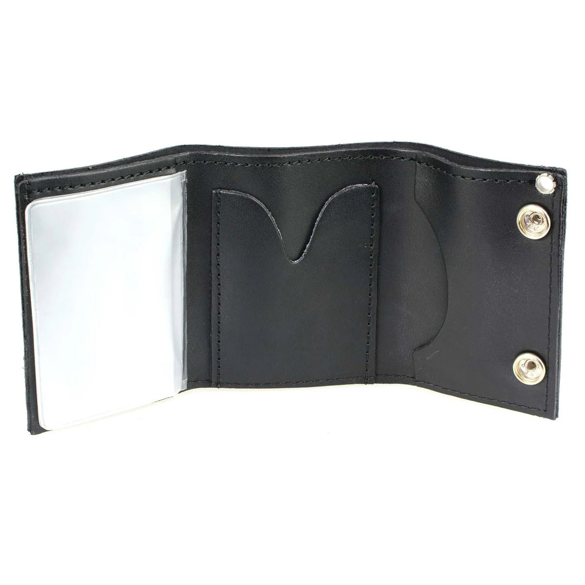 Men's 4” Leather “Flaming Eagle” Tri-Fold Wallet w/ Anti-Theft Stainless Steel Chain