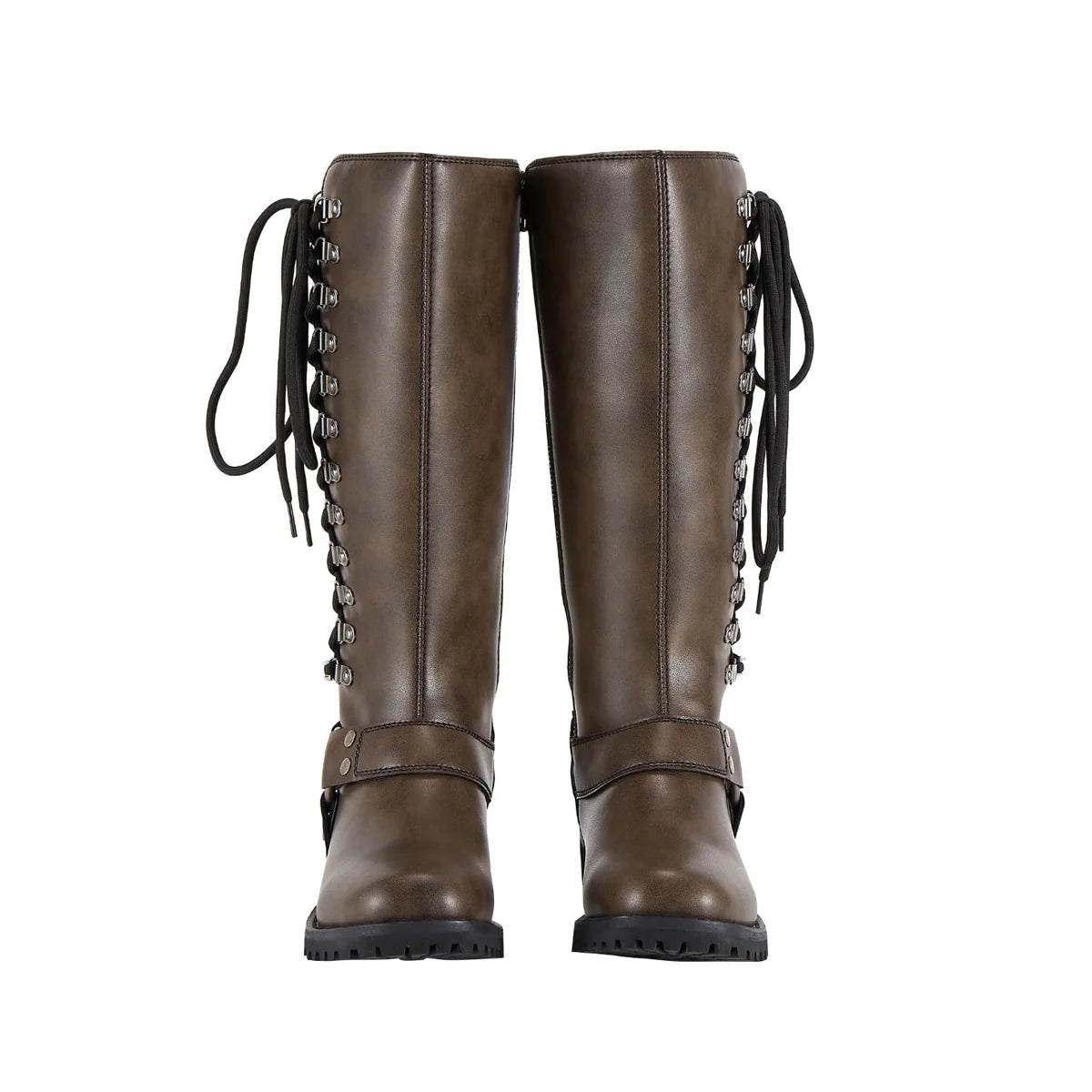 Women Long Biker Boots Brown