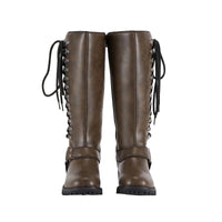 Women Long Biker Boots Brown