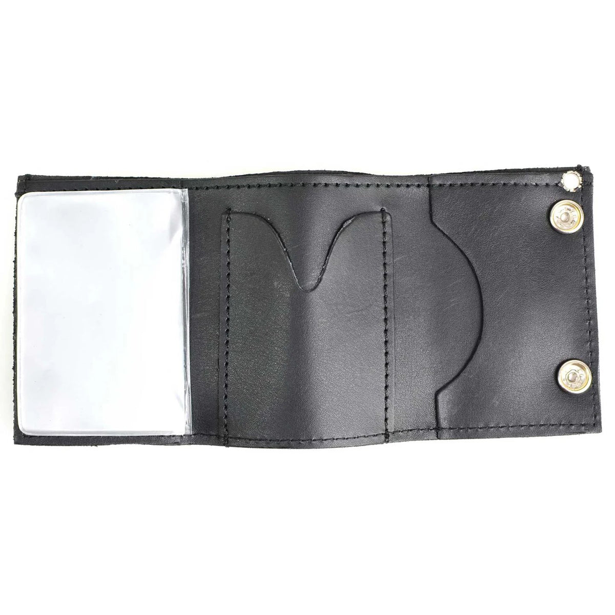 Men's 4” Leather “Triple Skull” Tri-Fold Wallet w/ Anti-Theft Stainless Steel Chain