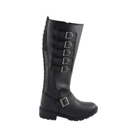 Womens Black 17 Inch Side Strap Riding Boot with Side Zipper Entry