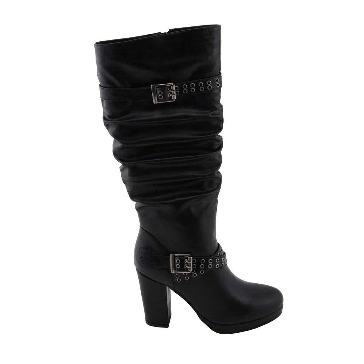 Womens Tall Black Platform Boots with Slouch Shaft