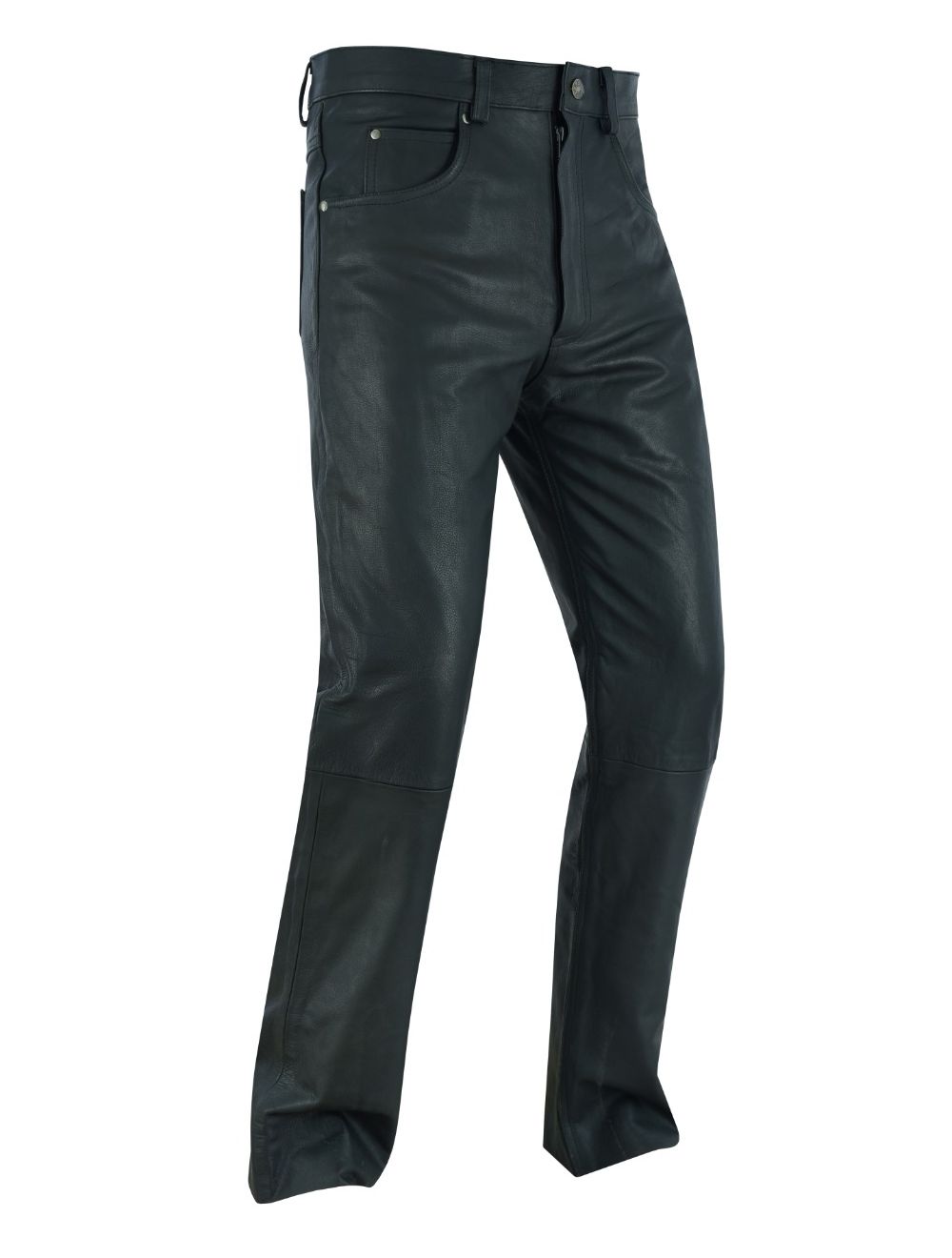 Five Pockets Cowhide Biker Leather Pants