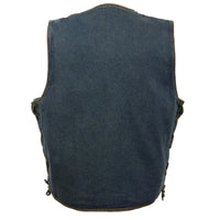 Men's Blue Denim Classic Side Lace Snap Front Vest