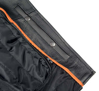 Ladies Classic Black Leather Police Style Jacket with Side Laces
