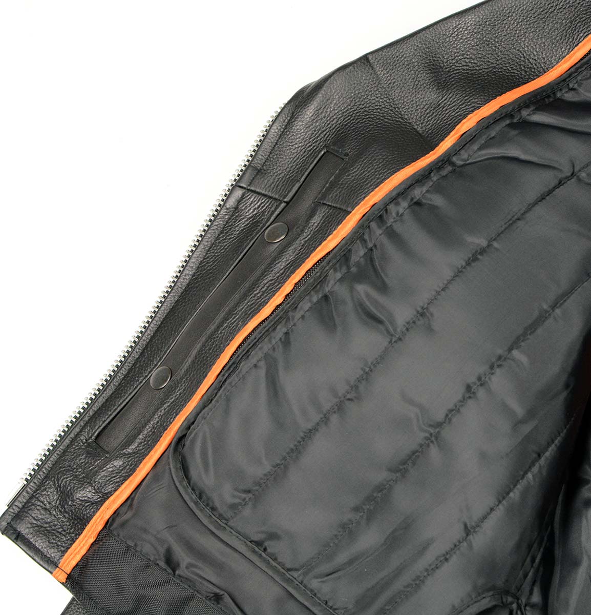 Ladies Classic Black Leather Police Style Jacket with Side Laces