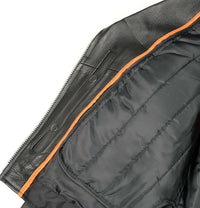 Ladies Classic Black Leather Police Style Jacket with Side Laces