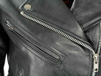 Ladies Classic Black Leather Police Style Jacket with Side Laces