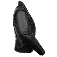 Ladies Classic Black Leather Police Style Jacket with Side Laces