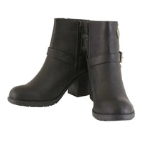 Womens Black Boots with Side Zipper and Triple Buckle Adjustment
