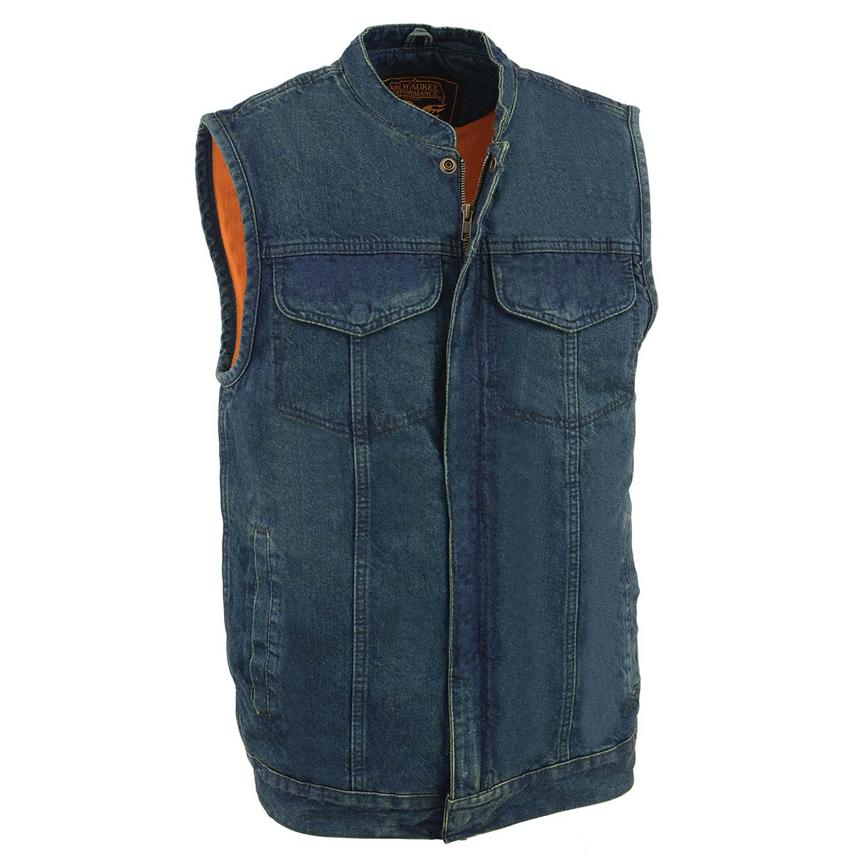 Men's Blue Denim ‘Quick Draw’ Dual Closure Club Style Vest
