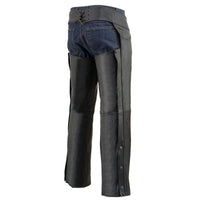 Men's Classic Black Braided Jean Style Leather Chaps