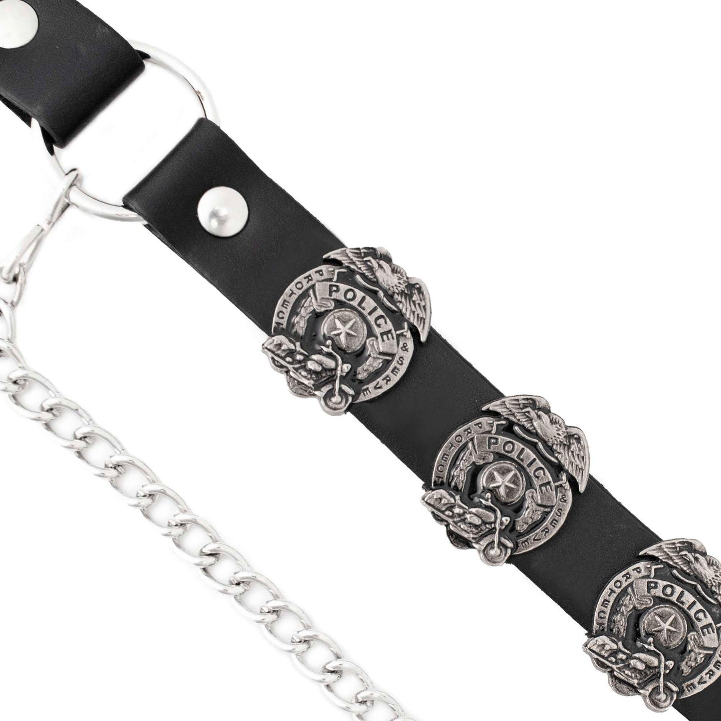 Silver Police Emblem Boot Chain With Adjustable Strap 42in