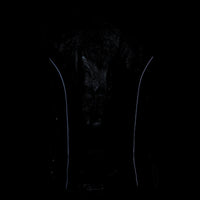 Women's Classic Black Leather Side Laced Biker Vest with Reflective Piping