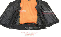 Women's Black 'Open Neck’ Motorcycle Leather Vest with Side Laces