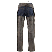 Men's Distressed Brown Four Pocket Thermal Lined Leather Chaps