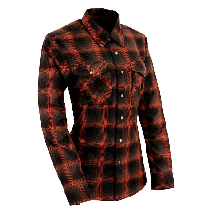 Women's Casual Red and Black Long Sleeve Cotton Casual Flannel Shirt