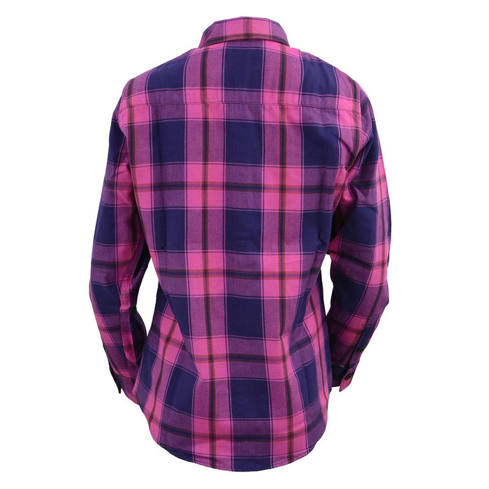 Women's Pink, Blue and Maroon Long Sleeve Cotton Flannel Shirt