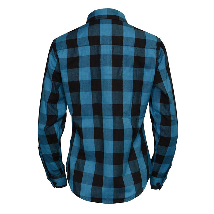 Women's Black and Aqua Long Sleeve Cotton Flannel Shirt