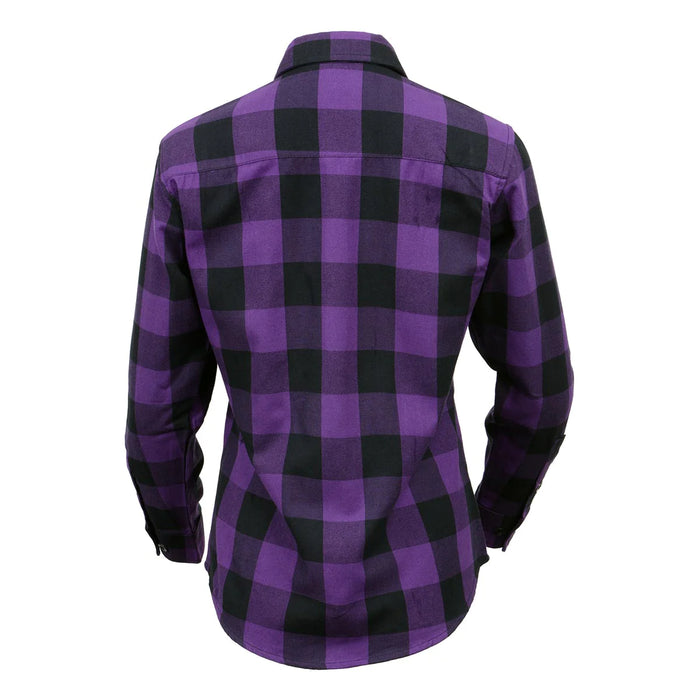 Women's Casual Black and Red Long Sleeve Cotton Flannel Shirt with Hoodie