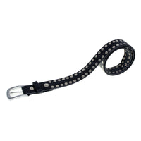 Men's Studded Black Genuine Leather Belt for Biker with Buckle - 1.5 inches Wide