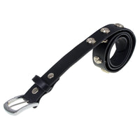 Men's Black Skull Heads Genuine Leather Belt for Biker with Buckle - 1.5 inches Wide