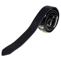 Men's Black Skull Heads Genuine Leather Belt for Biker with Buckle - 1.5 inches Wide