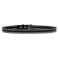 Men's Studded Black Genuine Leather Belt for Biker with Buckle - 1.5 inches Wide