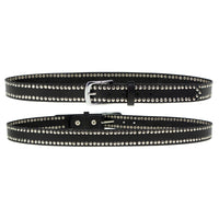 Men's Studded Black Genuine Leather Belt for Biker with Buckle - 1.5 inches Wide