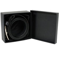 Men's Embossed Black Genuine Leather Biker Belt with Interchangeable Buckle