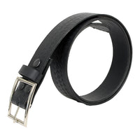 Men's Embossed Black Genuine Leather Biker Belt with Interchangeable Buckle