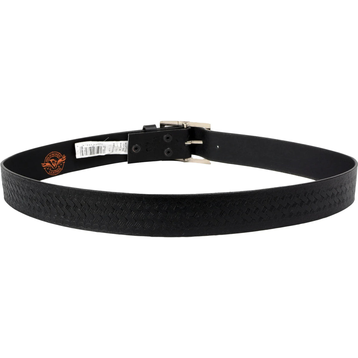 Men's Embossed Black Genuine Leather Biker Belt with Interchangeable Buckle