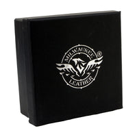 Men's Embossed Black Genuine Leather Biker Belt with Interchangeable Buckle