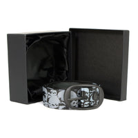 Men's Grey Skull Heads Black Genuine Leather Biker Belt with Interchangeable Buckle